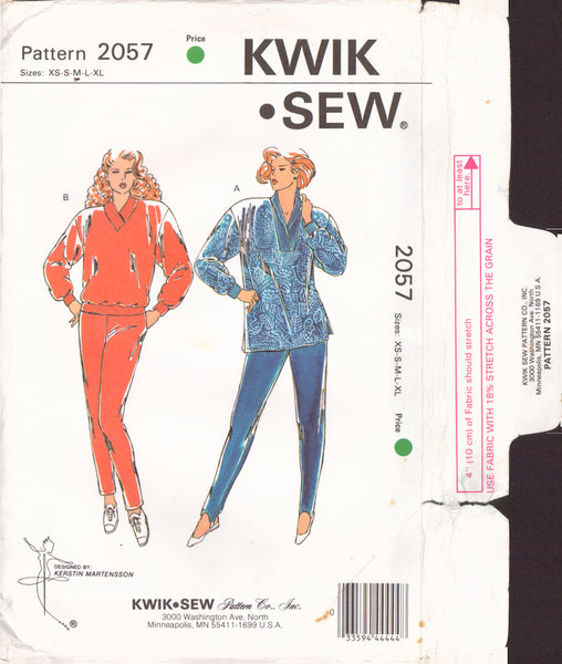 Kwik Sew 2057 Sewing Pattern, Women's Pants and Tops, Size XS-S-M, Cut, Complete