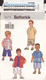 Butterick 3475 Sewing Pattern, Boys' Shirt and Shorts, Size 6-7-8, Uncut, Factory Folded