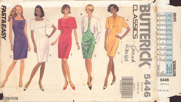Butterick 5446 Sewing Pattern, Misses'/Misses' Petite Jacket & Dress, Size 6-8, Cut, Complete