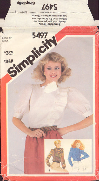 Simplicity 5497 Sewing Pattern, Misses' Asymmetrical Blouses, Size 12, Cut, Complete