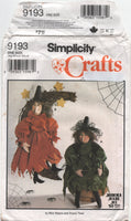 Simplicity 9193 Witch Doll 16" (40.5 cm) Tall with Clothing, Uncut, Factory Folded, Sewing Pattern
