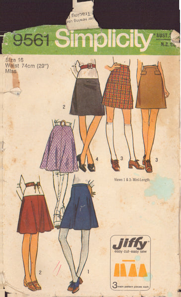 Simplicity 9561 Sewing Pattern, Jiffy Skirts, Size 16, Cut, Complete