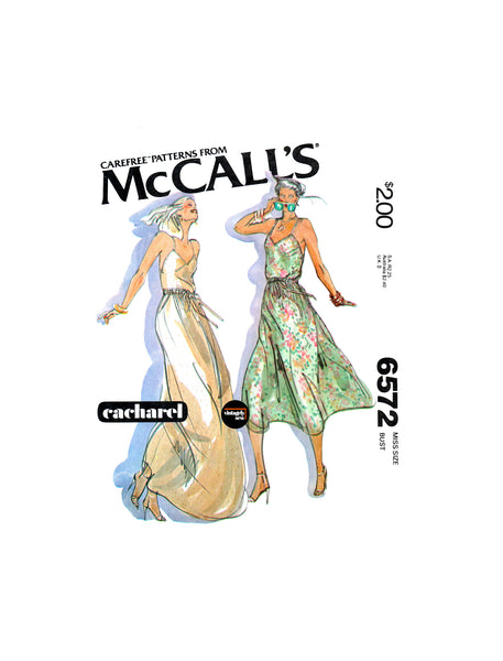 70s Halter, Criss Cross Back Sundress in Two Lengths, Bust 32.5 (83 cm) or 34 (87 cm), McCall's 6572 Vintage Sewing Pattern Reproduction
