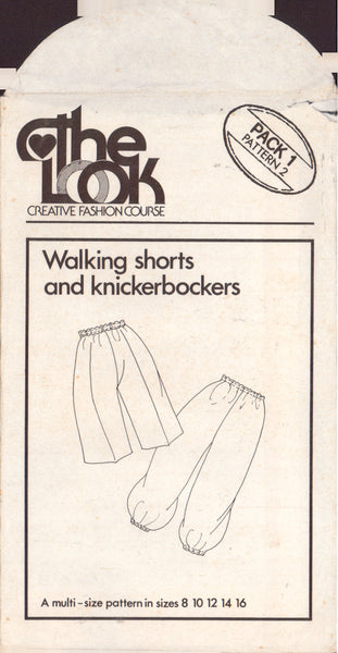 The Look Pack1 Pattern 2, Sewing Pattern, Women's Shorts and Knickerbockers, Size 8-10-12-14-16, Cut, Complete