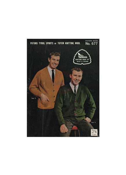 Patons 677 - 50s Knitting Patterns for Sweaters, Pullovers and Cardigans for Men Instant Download PDF 24 pages