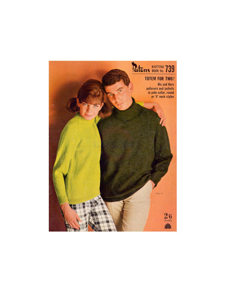 Patons 739 - 60s Knitting Patterns for Cardigans, Pullovers, Jacket for Men and Women Instant Download PDF 20 pages
