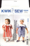 Kwik Sew 3946 Baby Nautical-Sailor Style Dress, Short-Alls and Hats, Sewing Pattern Multi Size S-XXL