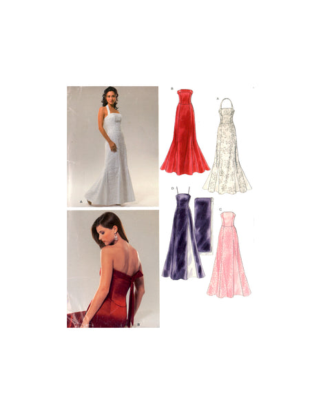 New Look 6454  Strapless, Shoulder Strap or Halter Neck Evening or Bridal Dresses, Multi Size 8-18