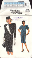 Vogue 9778 Loose Fitting, Straight Dress with Draped Front and Two Sleeve Lengths, Sewing Pattern Size 8-12