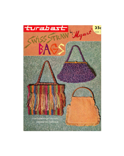 Myart Book 1 Swiss Straw Bags - 60s Knitting and Crocheting Handbag Patterns - Instant Download PDF 16 pages