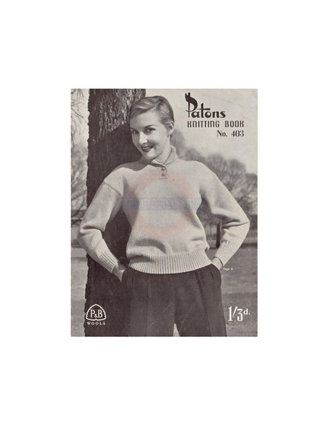 Patons 403 Knitting Book - Patterns for Women's Sweaters/Jumpers and Cardigan Instant Download PDF 16 pages