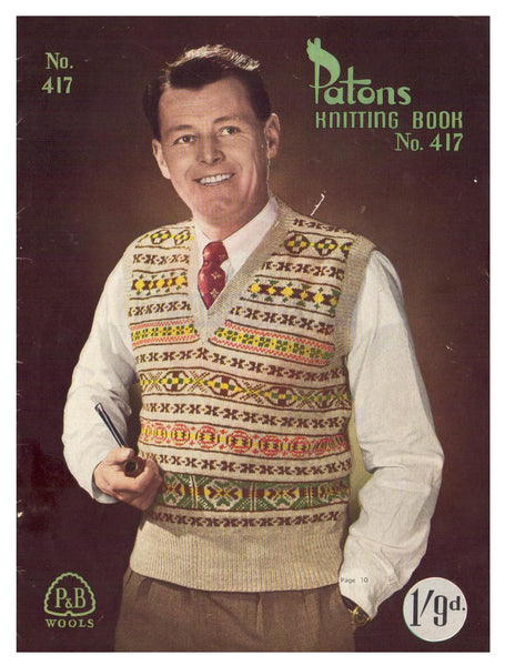 Patons 417 50s Knitting Patterns for Men's Jumpers and Vests Instant Download PDF 20 pages