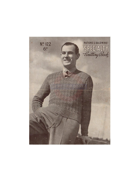 Patons & Baldwin's Knitting Book 122 - 40s Knitting Patterns for Men Instant Download PDF 20 pages