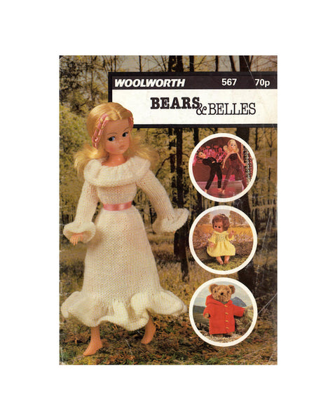Woolworth 567 Bears & Belles - 70s Knitting and Crocheting Patterns for Doll Clothes - Instant Download 16 PDF pages