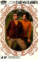 60s Patons Book 105 Men's Knitted Raglan Jumpers with Neckline and Wool Type Variations, Soft Cover Book, 6 patterns, 19 pages