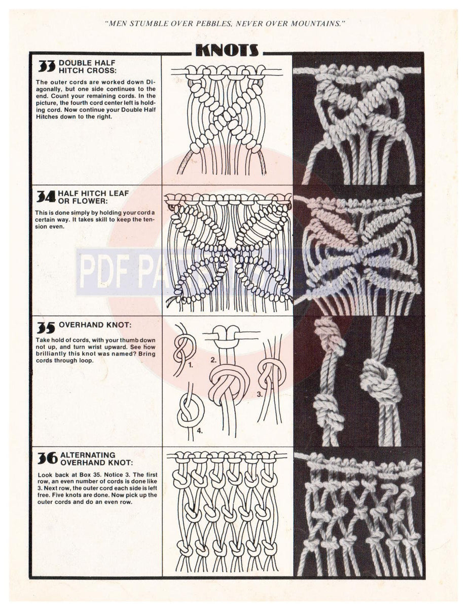 Juliano's Hang It All Book 2 - Vintage 70s - 2 Macrame Patterns And A – Patterns Central for Free Printable Macrame Knots Pdf