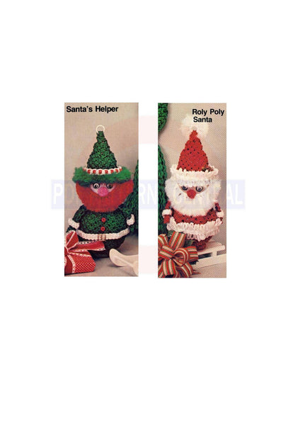 Vintage 70s Macrame Roly Poly Santa & Santa's Helper Pattern Instant Download PDF 4 pages