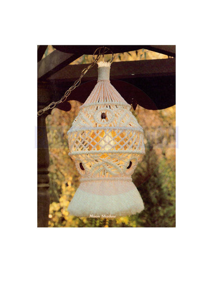 Vintage 70s Macrame Moon Shadow Lamp Shade Pattern Instant Download PDF 2 + 4 pages