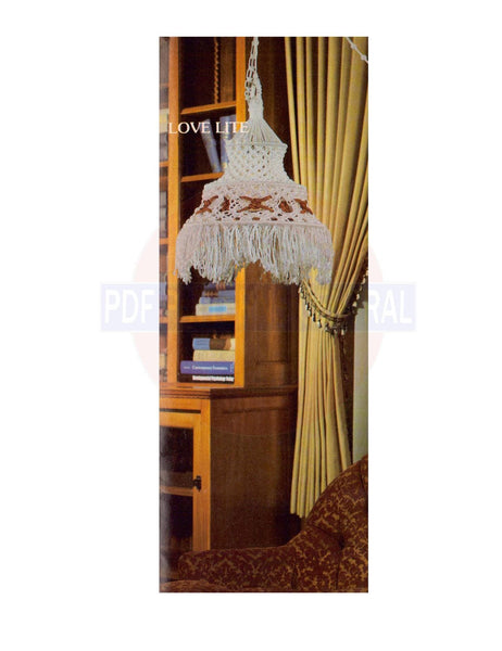 Vintage 1970s "Love Lite" Macrame Lamp Shade Pattern Instant Download PDF 1.5 + 5 pages
