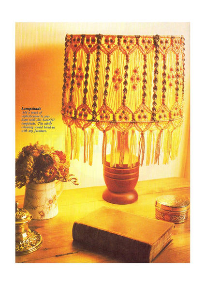 Vintage 70s Macrame Lampshade Pattern Instant Download PDF 2 pages