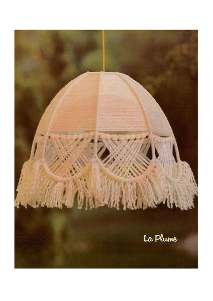 Vintage 1970s Macrame Lamp Shade La Plume Instant Download PDF 2 + 5 pages