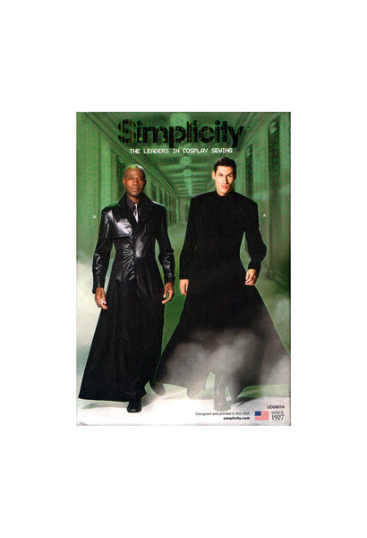 Simplicity DO801 Men's Long Gothic Cloak, Matrix Duster Costume, Cosplay Long Coat, U/C, F/F, Sewing Pattern Multi Chest Size XS-XL