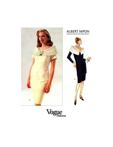 Vogue American Designer 1144 Albert Nipon Evening, Formal, Special Occasion Dress, Uncut, Factory Folded, Sewing Pattern Size 8-10-12
