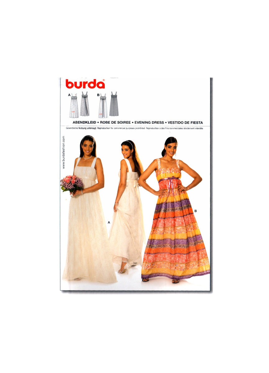 Burda 7689 Long Evening Dress, Wedding Gown with Empire Bodice, Uncut, –  Patterns Central