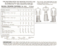 40s Wartime, Front Buttoned, Pleated Skirt One Piece Dress with Three Sleeve Lengths, Bust 30" McCall's 4454, Sewing Pattern Reproduction