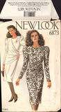 New Look 6873 Draped Wrap Front Dress, Uncut, Factory Folded Sewing Pattern Multi Size 8-18
