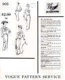 50s Coat Dress with Three Quarter Sleeves, Bust 34" Hip 37", Vogue Couturier 905, Vintage Sewing Pattern Reproduction