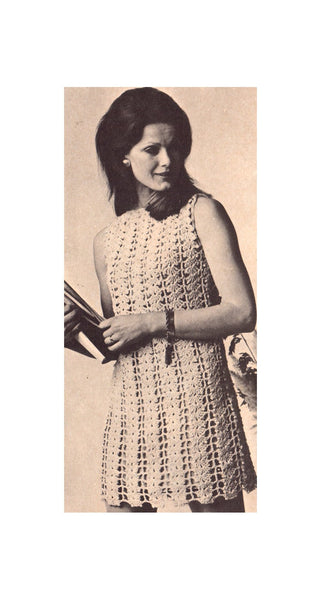 Vintage 70s Crocheted See-Through Dress Pattern Bust Size 34-36-38 Instant Download PDF