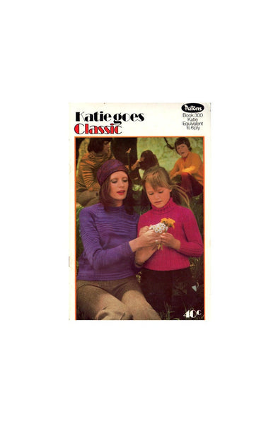 Patons 300 Katie Goes Classic - 70s Knitting Patterns for Adults' & Children's Jumpers, Sweaters, Cardigans - Instant Download PDF 20 pages