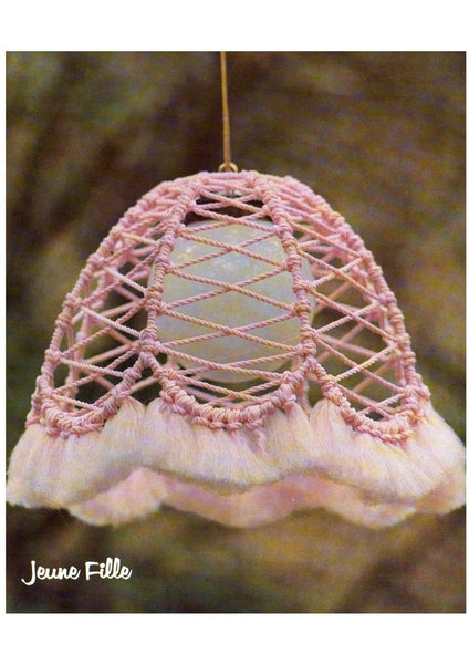 Vintage 70s "Jeune Fille" Macrame Lamp Shade Pattern Instant Download PDF 2 + 4 pages