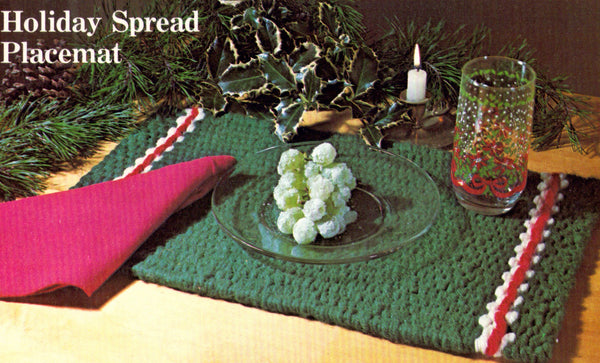 Vintage 70s Woven Christmas Placemat Pattern Instant Download PDF 2 +3 pages