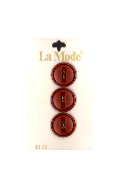 Vintage La Mode 19 mm (3/4 inch) Carded Rust Brown 2-Hole Buttons Three Pieces