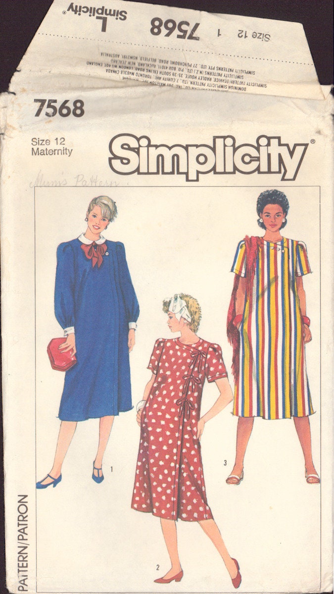 Simplicity 7568 Sewing Pattern, Maternity Dress, Size 12, Partially Cu – Patterns Central