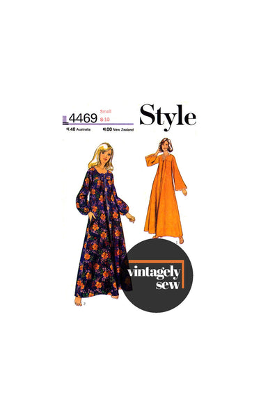70s Leisure Gown/Caftan, Bust 31.5"-32.5" (80-83 cm), Style 4469, Vintage Sewing Pattern Reproduction