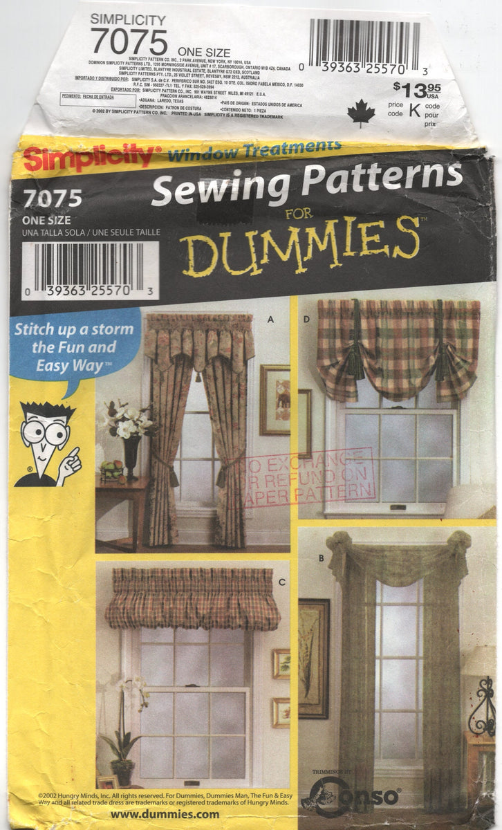 Simplicity 7075 Window Treatments in Various Lengths and Styles, Uncut –  Patterns Central