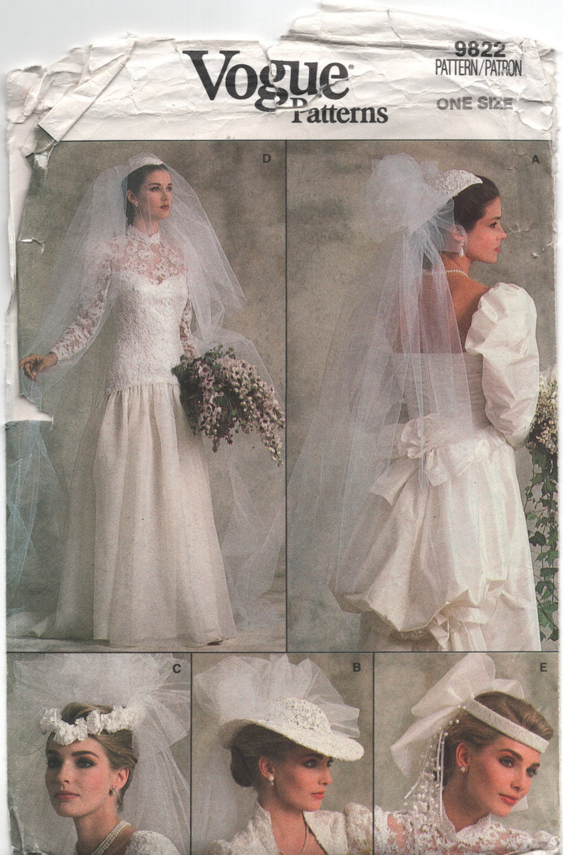 Vogue 9822 Bridal Veils and Headpiece, Uncut, Factory Folded Sewing Pa –  Patterns Central, image size:791x1200