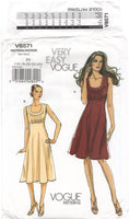 Vogue 8571 Fit and Flare Dress with Gathered Bodice in Two Lengths, Uncut, Factory Folded, Sewing Pattern Size 16-24