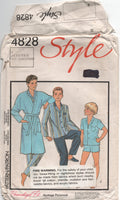 Style 4828 Child's Pajamas in Two Lengths and Dressing Gown/Robe, Uncut, Factory Folded Sewing Pattern Size 7-12
