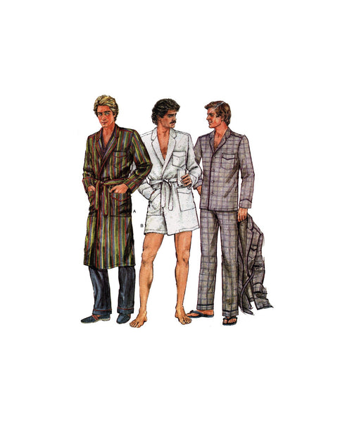 Vogue 7527 Men's Robe with Belt and Pajama Top and Pants, Uncut, Factory Folded Sewing Pattern Size 34-36