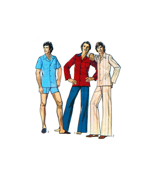 Style 4388 Men's Sleepwear: Pajamas in Two Lengths, Cut, Complete Sewing Pattern Size 38-40