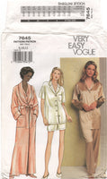 Vogue 7645 Sleepwear: Robe, Top, Pants and Shorts, Uncut, Factory Folded Sewing Pattern Size 8-12