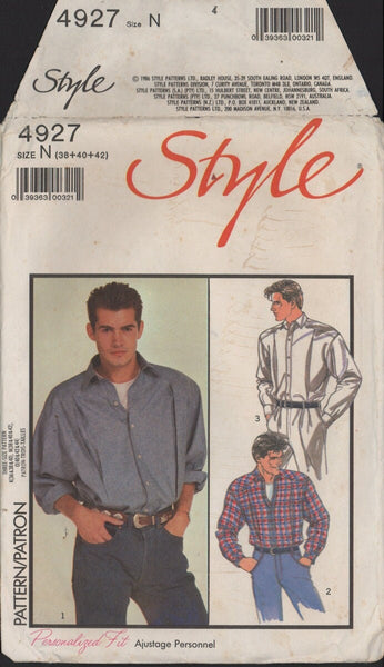 Style 4927 Sewing Pattern, Men's Shirts, Size 42, Cut, Complete