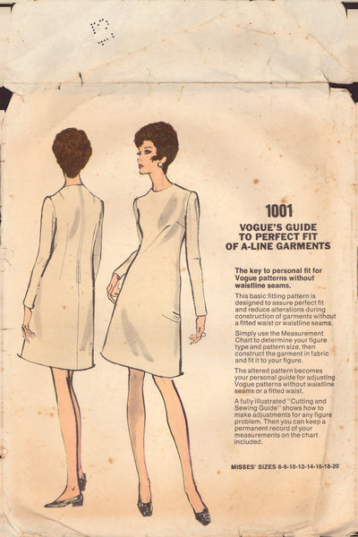 Vogue 1001 Sewing Pattern, Shell Dress, Size 18, Cut, Incomplete