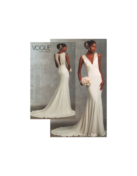 Vogue 1032 Close Fitting, Floor Length Mermaid Bridal Gown, Partially Cut or Uncut, Sewing Pattern Size 12-16