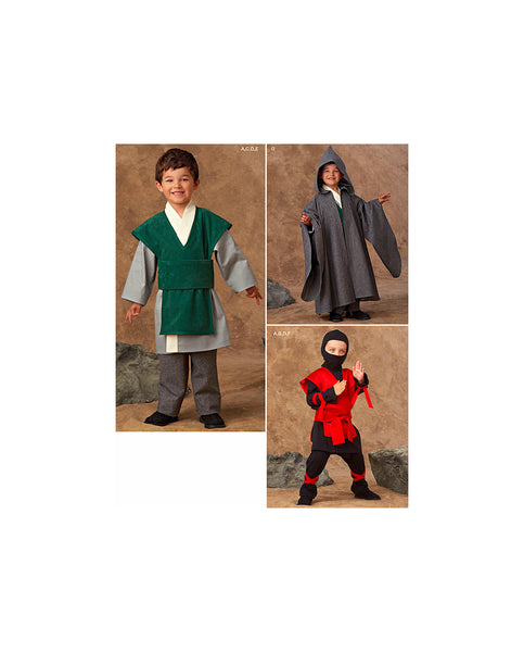 Simplicity 1037 Childs' Ninja, Wizard and Warrior Costumes, Uncut, Factory Folded Sewing Pattern Size 3-8