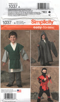 Simplicity 1037 Childs' Ninja, Wizard and Warrior Costumes, Uncut, Factory Folded Sewing Pattern Size 3-8